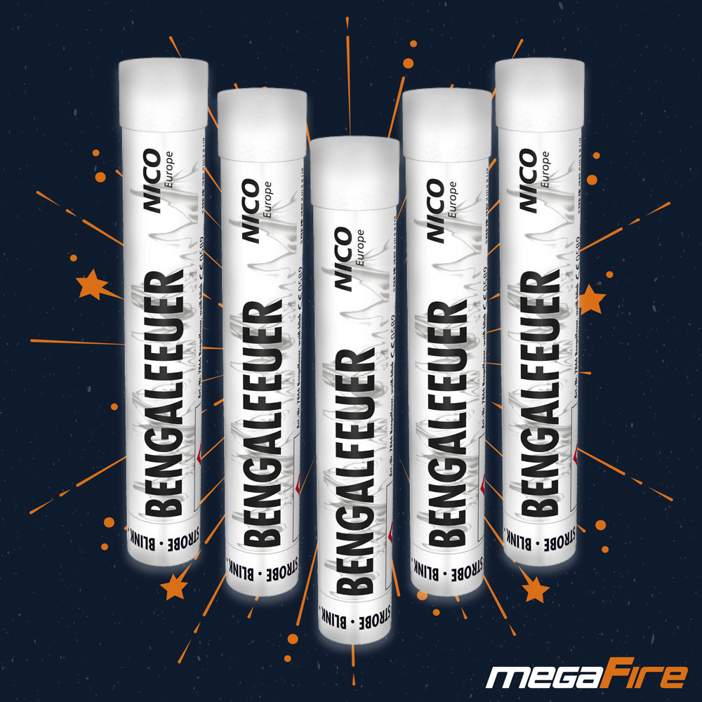 Bengalfeuer Weiß-blink im 5er Pack